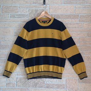 Tommy Hilfiger Navy Gold Striped Crewneck Sweater